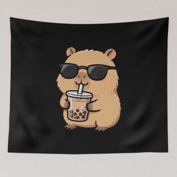 Item preview, Cute Capybara Boba Tea - Kawaii Aesthetic Sticker designed and sold by Fulaly.