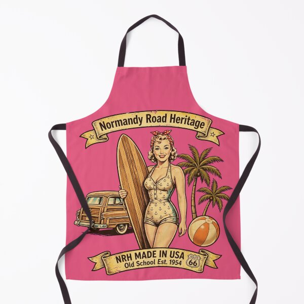 Item preview, Normandy Road Heritage Surf Girl California Woodie Wagon Beach Badge designed and sold by Normandy Road Heritage™ - Vintage Garage Art.