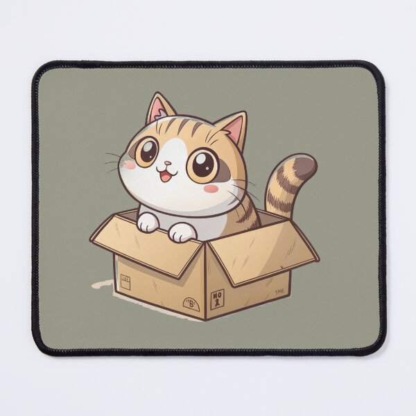 Item preview, Cute Kawaii Cymric Cat in a Cardboard Box designed and sold by Mousy17.