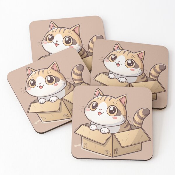 Item preview, Cute Kawaii Cymric Cat in a Cardboard Box designed and sold by Mousy17.