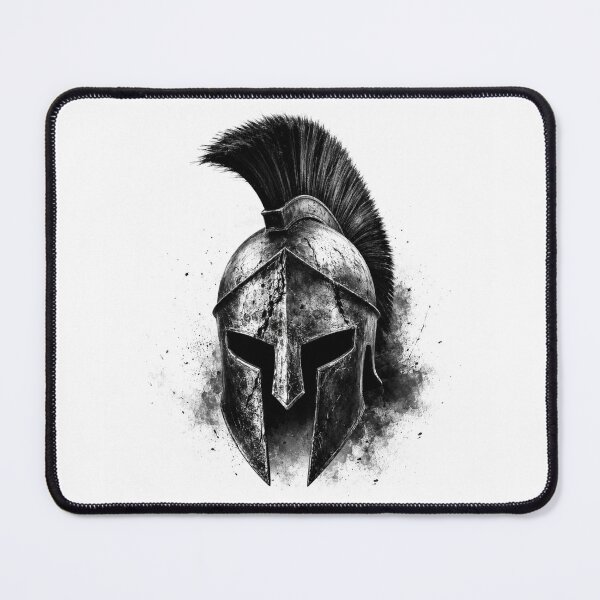 Item preview, Spartan Helmet Battle-Worn Black & White – Ancient Greece Warrior Art designed and sold by Ancient-Era.