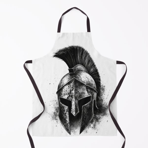 Item preview, Spartan Helmet Battle-Worn Black & White – Ancient Greece Warrior Art designed and sold by Ancient-Era.
