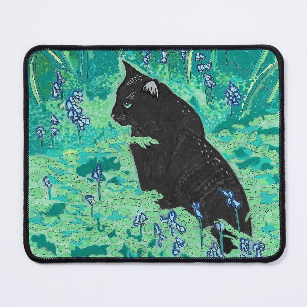 Item preview, Black cat in bluebells designed and sold by Tiger's Eye Books.