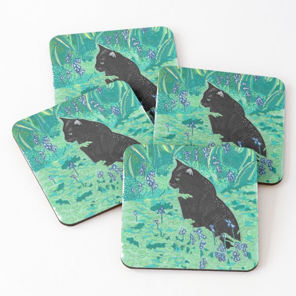 Item preview, Black cat in bluebells designed and sold by Tiger's Eye Books.