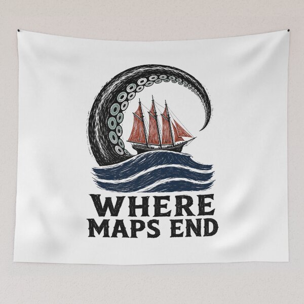 Item preview, Lovecraft Where Maps End - Tentacle Sea Voyage designed and sold by Fenay Designs.