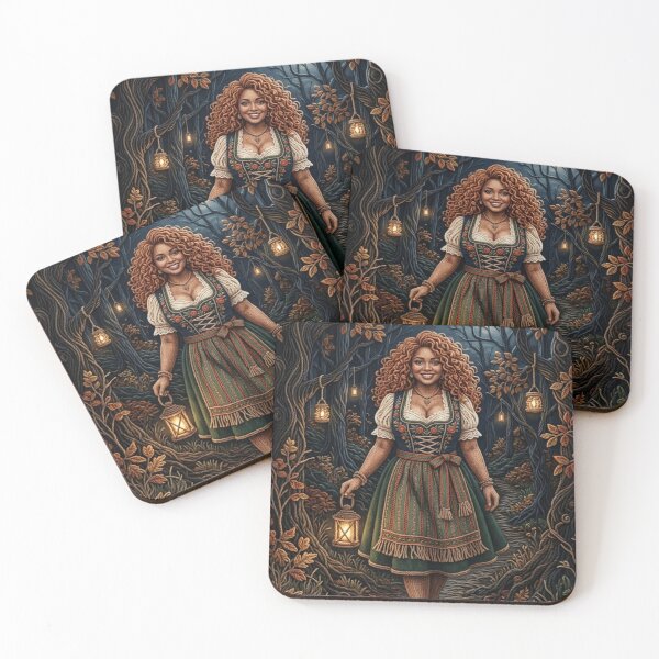 Item preview, Enchanted Forest Maiden with Lantern and Traditional Dress in Embroidered Style designed and sold by Curiosiart.