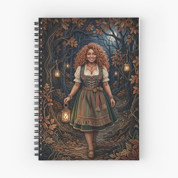 Item preview, Enchanted Forest Maiden with Lantern and Traditional Dress in Embroidered Style designed and sold by Curiosiart.