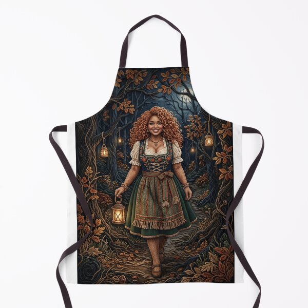 Item preview, Enchanted Forest Maiden with Lantern and Traditional Dress in Embroidered Style designed and sold by Curiosiart.
