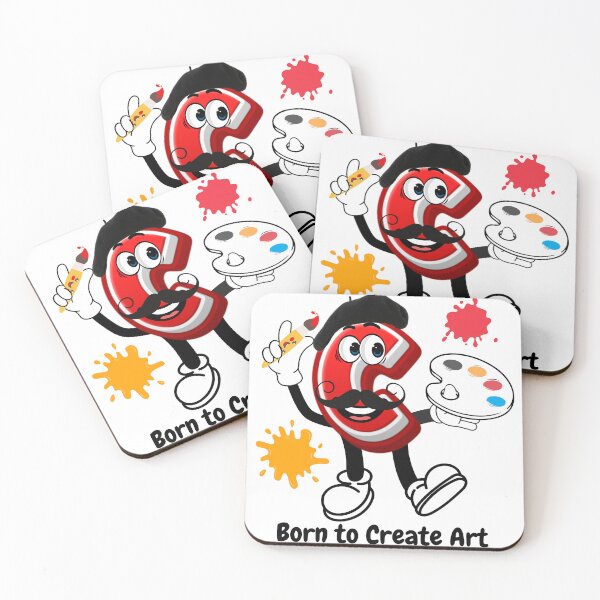 Item preview, Letter C Cute Cartoon Initial - Born To Create Art Character designed and sold by ImaginARTDesign.
