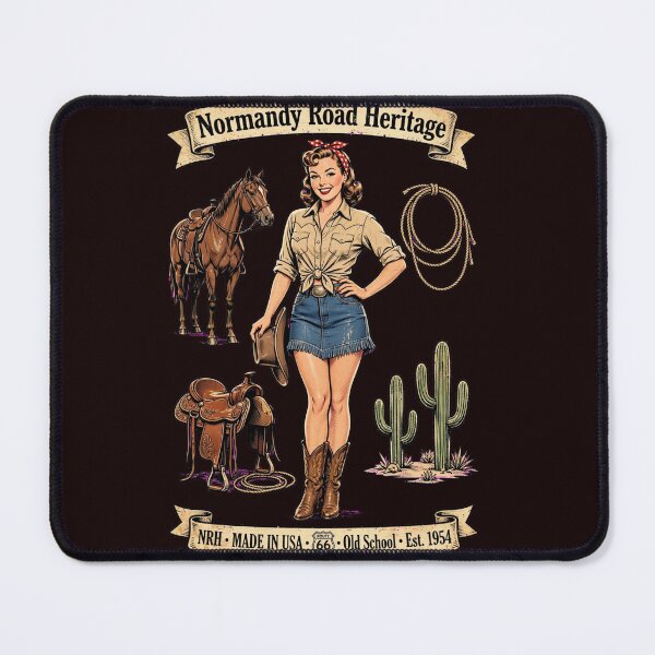 Item preview, Normandy Road Heritage Western Cowgirl Pinup Horse Cactus Badge designed and sold by Normandy Road Heritage.