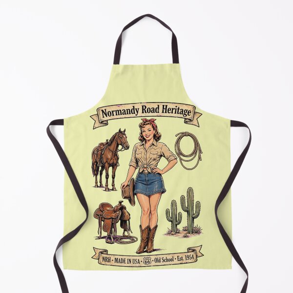Item preview, Normandy Road Heritage Western Cowgirl Pinup Horse Cactus Badge designed and sold by Normandy Road Heritage™ - Vintage Garage Art.