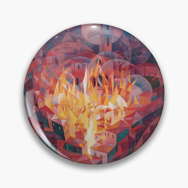 Item preview, City on fire red terracotta tiled roof village landscape painting print by Gerardo Dottori designed and sold by Jéanpaul  Ferro.
