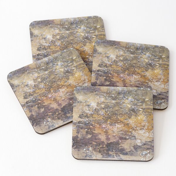 Item preview, Gold and Purple Cosmic Abstract Gelplate Art designed and sold by Emily Macafore.