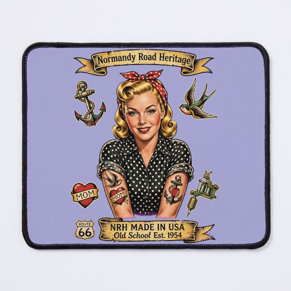 Item preview, Normandy Road Heritage Old School Tattoo Pinup Girl Mom Anchor Badge designed and sold by Normandy Road Heritage - Vintage Garage Art.