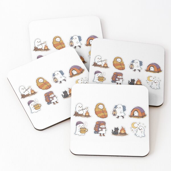 Item preview, Cute Cozy Halloween Ghost Camping Stickers designed and sold by SassyArtistry.
