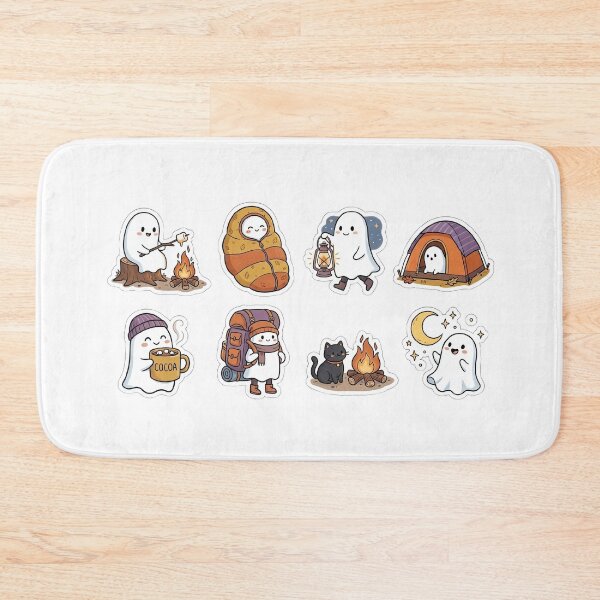 Item preview, Cute Cozy Halloween Ghost Camping Stickers designed and sold by SassyArtistry.
