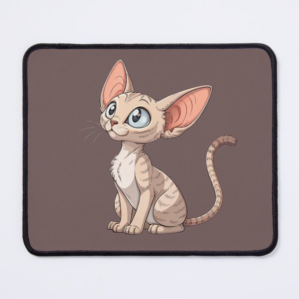 Item preview, Cute Devon Rex Cat with Big Ears and Blue Eyes designed and sold by Mousy17.