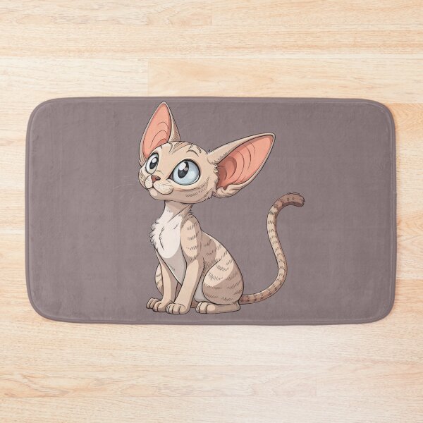 Item preview, Cute Devon Rex Cat with Big Ears and Blue Eyes designed and sold by Mousy17.