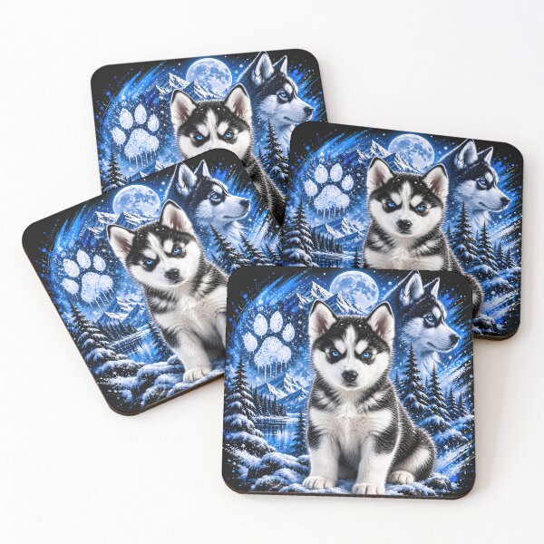 Item preview, Siberian Husky Winter Wonderland – Cute Husky Puppy & Wolf Inspired Arctic Design designed and sold by Skama87.