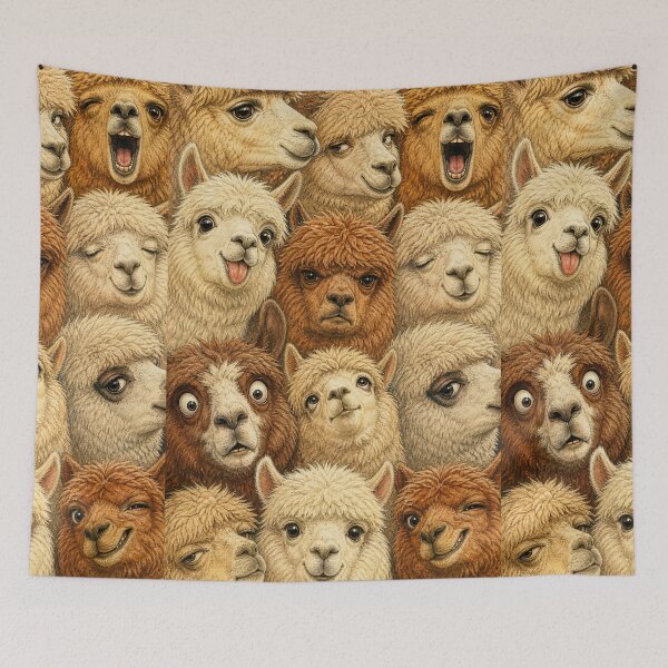 Item preview, Cute Alpaca Faces Portrait Collage designed and sold by merchxwear.