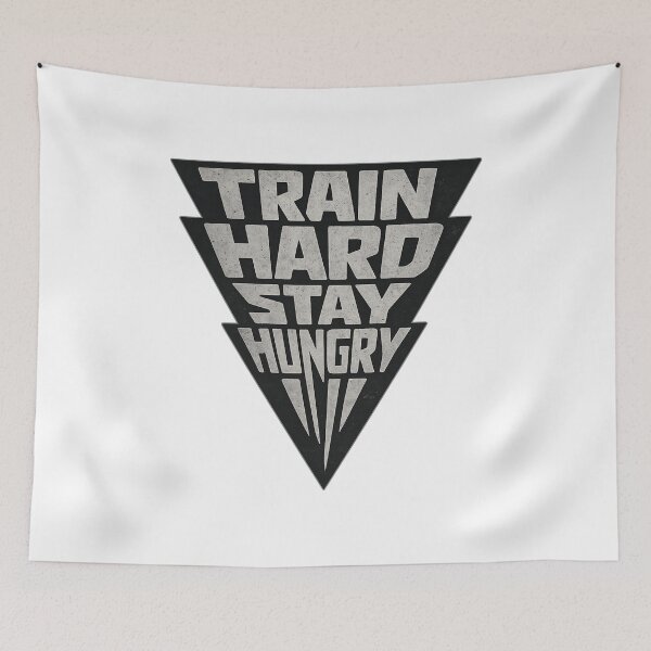 Item preview, Train Hard Stay Hungry Workout Gym Motivation Athletic Typography Graphic designed and sold by DesignArtist.ia.