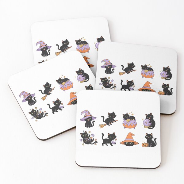 Item preview, Cute Black Cat Witches Halloween Sticker Set designed and sold by SassyArtistry.