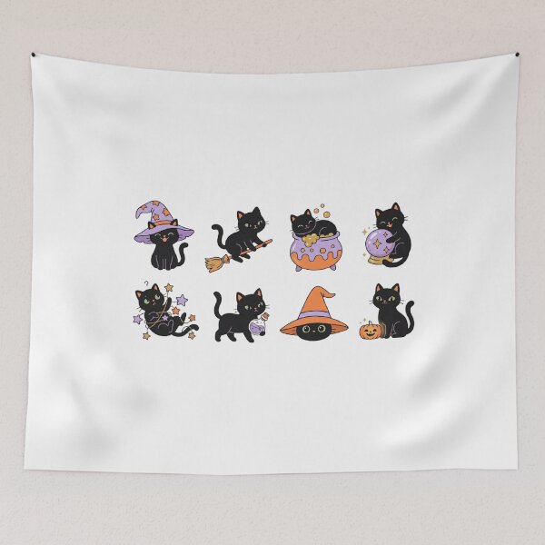 Item preview, Cute Black Cat Witches Halloween Sticker Set designed and sold by SassyArtistry.