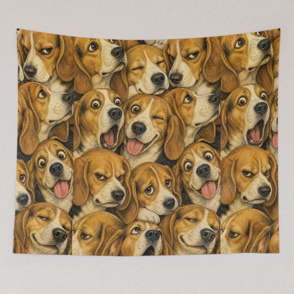 Item preview, Cute Beagle Faces Portrait Collage designed and sold by merchxwear.