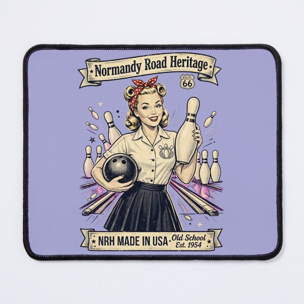 Item preview, Normandy Road Heritage 50s Bowling Girl Pinup Alley Retro Badge designed and sold by Normandy Road Heritage™ - Vintage Garage Art.