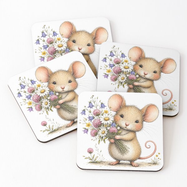 Item preview, Cute Mouse with Flowers designed and sold by PetalGarden.