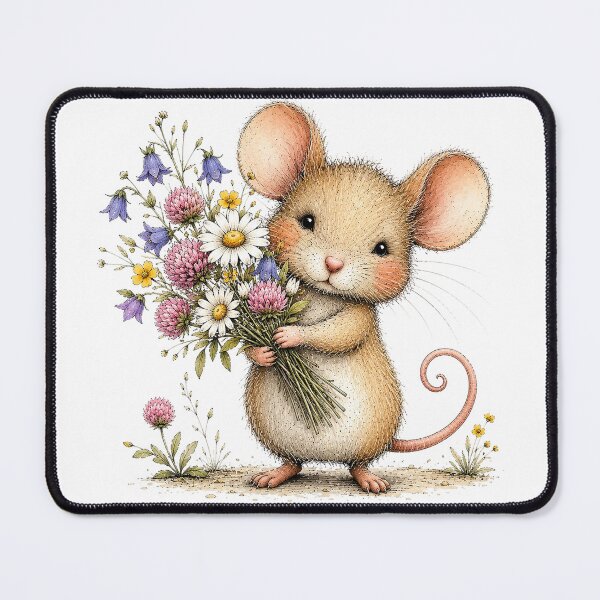 Item preview, Cute Mouse with Flowers designed and sold by PetalGarden.