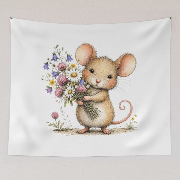 Item preview, Cute Mouse with Flowers designed and sold by PetalGarden.