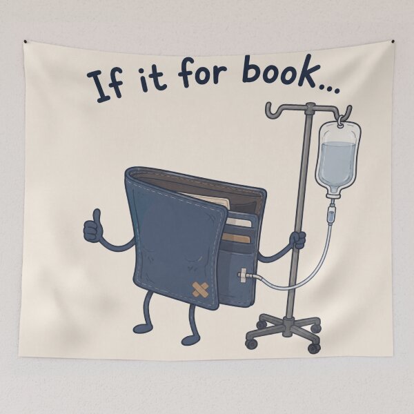Item preview, If It For Book Funny Broke Book Wallet Pun designed and sold by Yellowriversss.