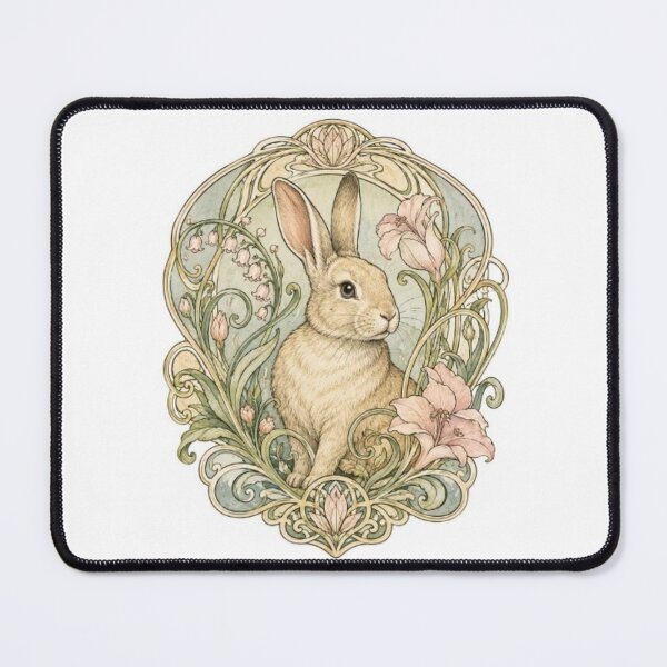 Item preview, Art Nouveau Rabbit with Floral Frame designed and sold by Snurly.