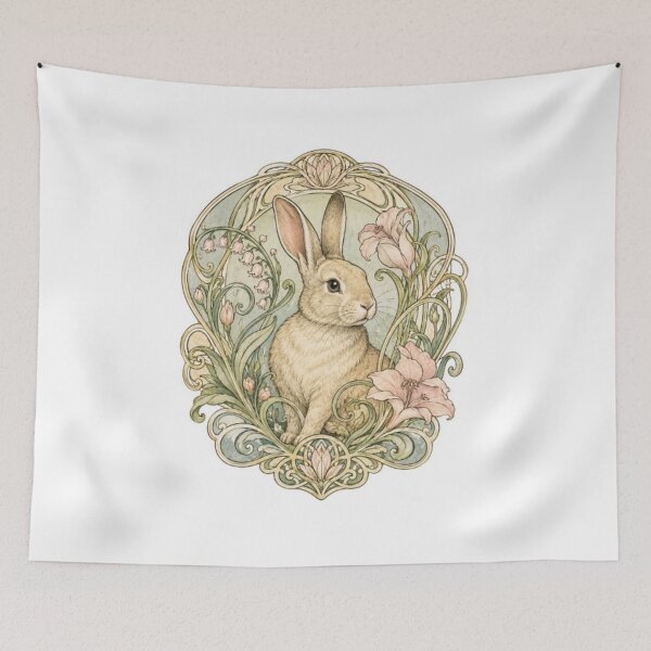 Item preview, Art Nouveau Rabbit with Floral Frame designed and sold by Snurly.