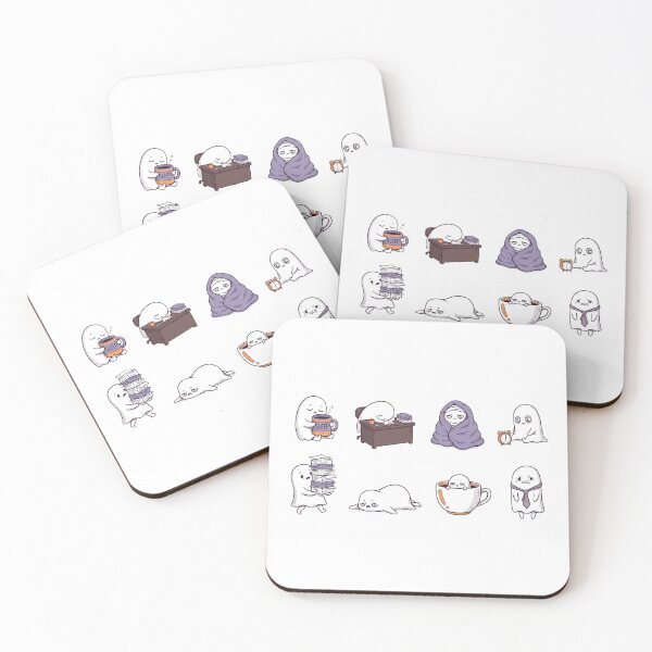 Item preview, Cute Tired Ghost Halloween Sticker Set designed and sold by SassyArtistry.