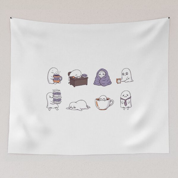 Item preview, Cute Tired Ghost Halloween Sticker Set designed and sold by SassyArtistry.