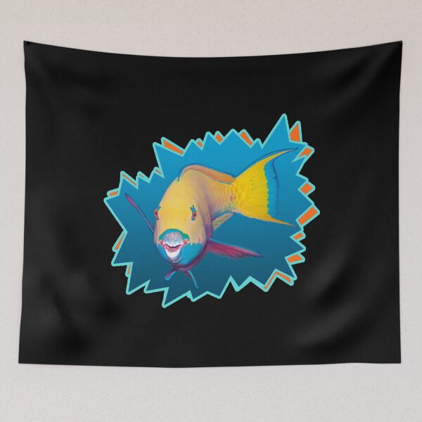 Item preview, Parrotfish Cutout * Starburst Design on Blue-toned Gradient |  designed and sold by Photo & Design Ute Niemann.