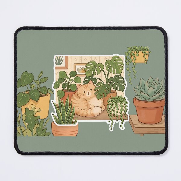 Item preview, Cozy Botanical Cat - Cute Kitten in Plant Pot Illustration designed and sold by Novastitchshop.