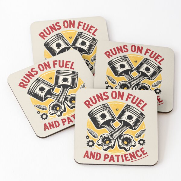 Item preview, RUNS ON FUEL AND PATIENCE – Pair Of Forged Engine Pistons Vintage Automotive Design designed and sold by tarkone.