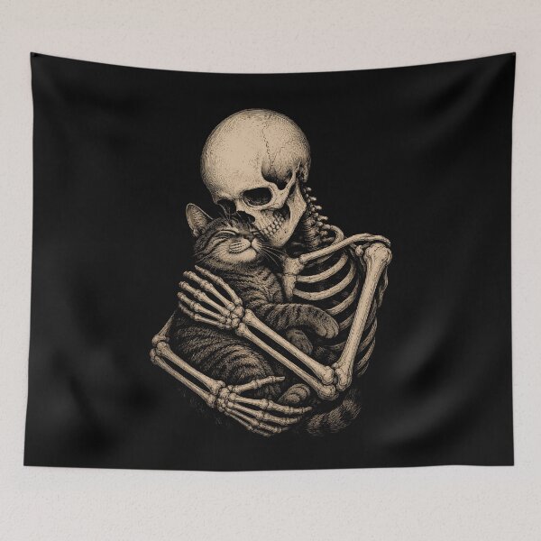 Item preview, Skeleton cuddling a cat design for pet lovers halloween designed and sold by rafaeltto.