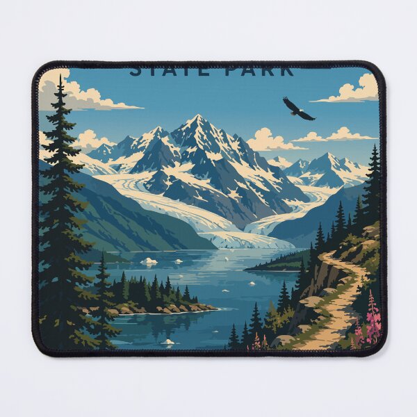 Item preview, Vintage Chugach State Park Alaska Travel - Retro Wilderness Mountain Art Print designed and sold by JoJoLoL.