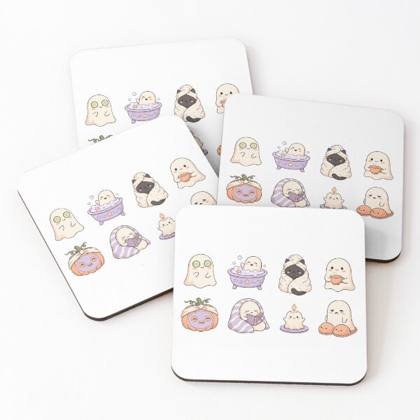 Item preview, Cute Cozy Ghost Self Care Halloween Stickers designed and sold by SassyArtistry.