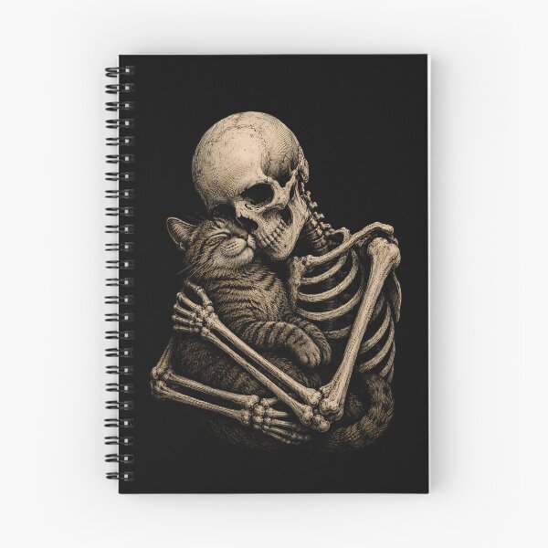 Item preview, Skeleton Embracing a Cat Illustration halloween designed and sold by rafaeltto.