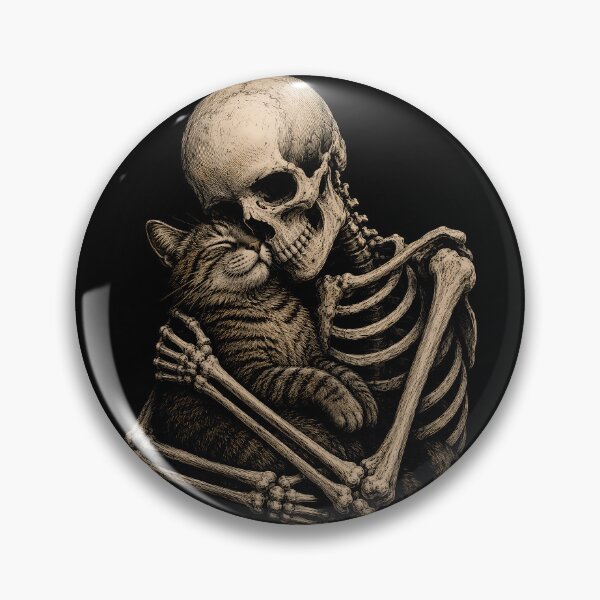 Item preview, Skeleton Embracing a Cat Illustration halloween designed and sold by rafaeltto.