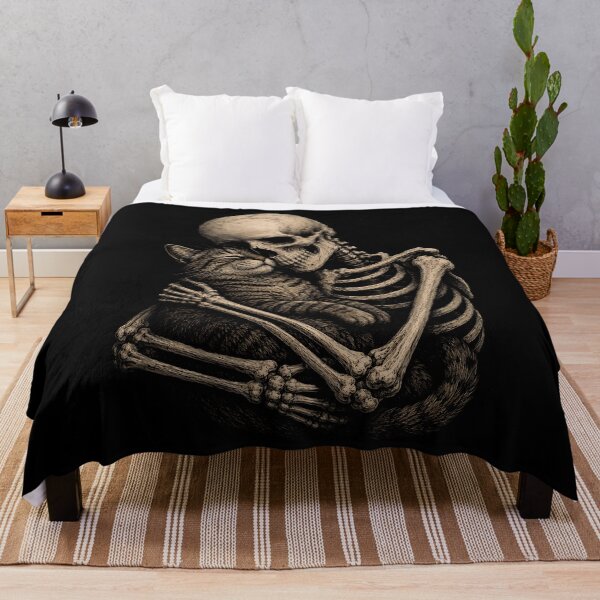 Item preview, Skeleton Embracing a Cat Illustration halloween designed and sold by rafaeltto.