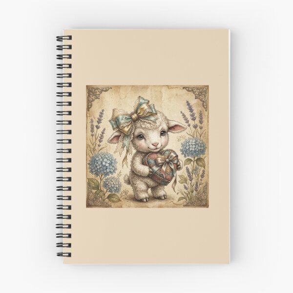 Item preview, Cute Vintage Lamb with Heart & Flowers. designed and sold by JoyNest = "The nest of joy".