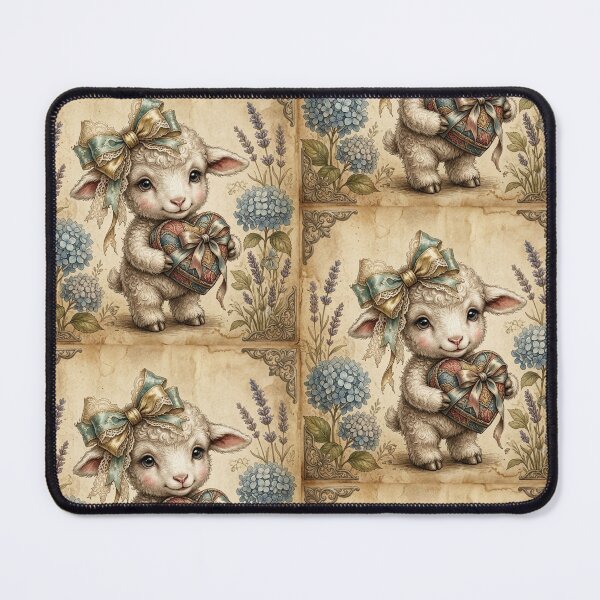 Item preview, Cute Vintage Lamb with Heart & Flowers. designed and sold by JoyNest = "The nest of joy".