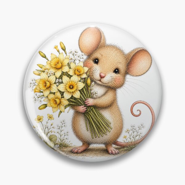 Item preview, Cute Mouse with Flower Bouquet designed and sold by PetalGarden.