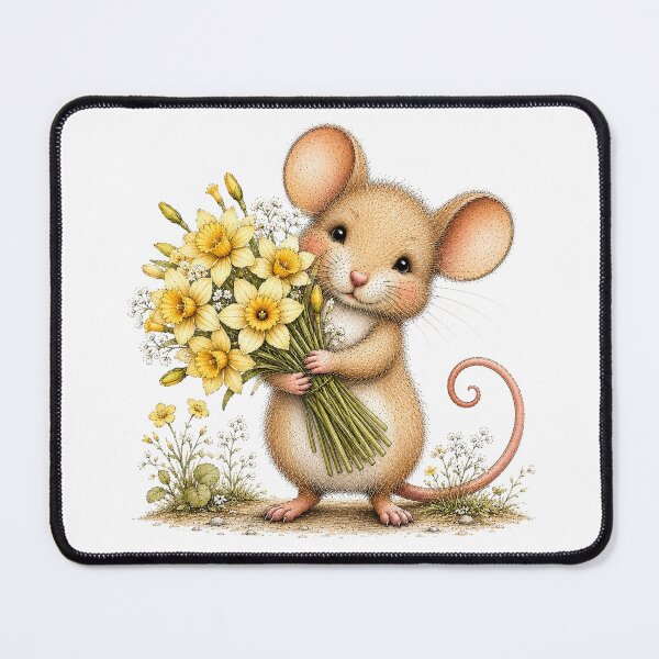 Item preview, Cute Mouse with Flower Bouquet designed and sold by PetalGarden.